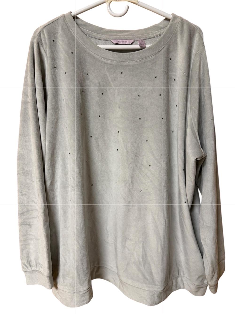 Anybody Gray Jeweled Crew neck Pullover Sweatshirt Size 2X
